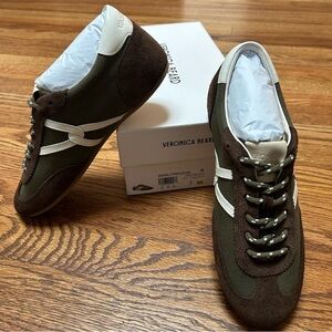 NEW Veronica Beard Olive Green & Brown (Cypress/Espresso) Riviera Sneakers